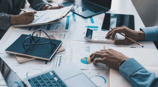 Business Meeting Hands Graphs Tech